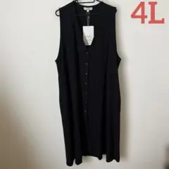 【新品】大きいサイズ4L Aラインワンピース　羽織り　ブラック系