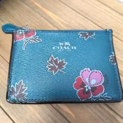 COACH ターコイズ 花柄 パスケース