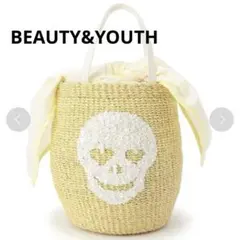 極美品❤️BEAUTY&YOUTHアバカ素材スパンコールハートスカルミニバスケットのサムネイル