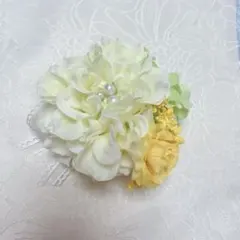 春色　ダリアコサージュ　春色　コットンパール　入学式　卒業式　華やか　清楚　上品