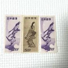 日本 未使用切手 8.00円 5.00円 月と雁 見返り美人 切手趣味週間