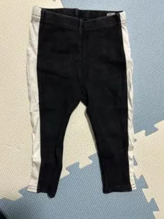 フリース素材 黒白 スリムフィットパンツ