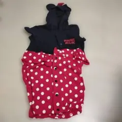 ミニーマウス フード付きロンパース 50-60cm