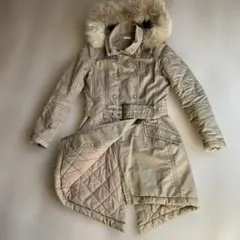 Max Mara モッズコート キルティング　ファー　Aライン　ベルト　ベージュ