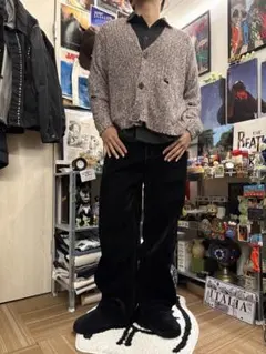 ブラウン　ニットカーディガン ルーズフィット