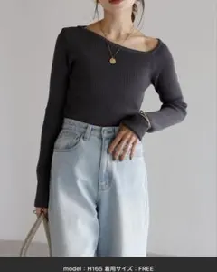 新品　Bonjour Sagan アシンメトリーネックリブニット