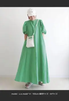 美品【CORNERS】グリーン Mサイズ ワンピース バックリボン付き