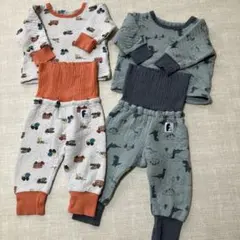 恐竜と車のプリント長袖パジャマセット