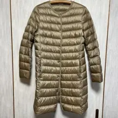 値下げします！UNIQLOベージュ ロング丈 軽量ダウンジャケット　 L