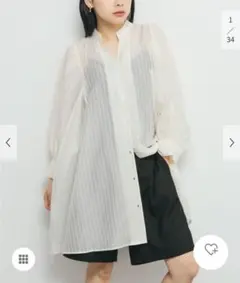 ボリュームスリーブストライプミニワンピースのサムネイル