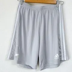 アディダス ハーフパンツ ストレート 三本ライン M 灰色 ポリエステルグレー