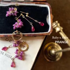 再販✴︎14kgfルビーの雫スタッドピアス(イヤリング)