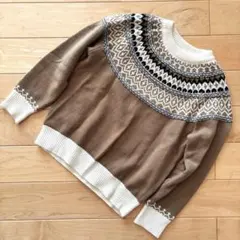 GLOBAL WORK フェアアイル ノルディック セーター 袖裾コンシャス