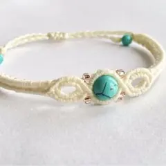 ターコイズ装飾アイボリー ブレスレット
