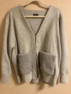 PLST ポケットファーカーディガン