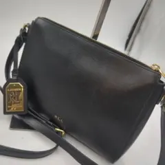 RALPH LAUREN ラルフローレン 本革 レザー ミニショルダーバッグ 黒