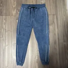 ダークブルースウェットパンツ サイドライン付き