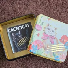 カカオキャット　CACAOCAT　FLOWER　白猫　ハロウィン　空き缶