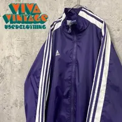 レア【古着】アディダス 刺繍ナイロンジャケット パープル メンズL