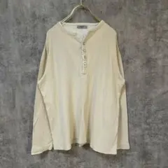 【美品】KENGROVE HOMME 長袖カットソー ハーフボタン クリーム L