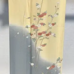 D487 夏着物　訪問着　菊　紗　正絹　極美品