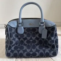 COACH ロゴデザイン ハンドバッグ ネイビー/ライトブルー