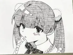 オリジナル アナログ 一点物 ペン画 ミニ色紙 手描きイラストNo.20
