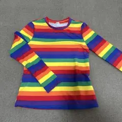 SHEIN レインボーストライプ 長袖カットソー 8Y