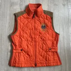 Ralph Lauren キルティングベスト オレンジ ロゴ刺繍 短丈 y2k