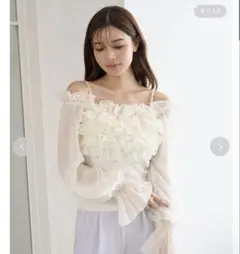 SNIDEL デザインシアーフリルニットプルオーバー