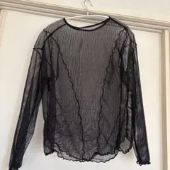 透け感 ブラック 長袖 トップス Fサイズ