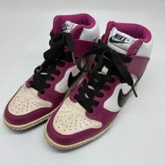 良品　NIKE ハイカット　レザースニーカー ピンク/ホワイト　23.5cm