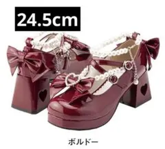 夢展望 パールアンクレットリボンハートくり抜きヒールロリータパンプスのサムネイル