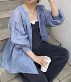コラージュガリャルダガランテ　ラミー2WAYシアーブラウス　ブルー