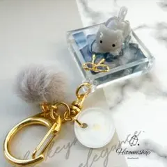 僕の琥珀糖シリーズ 「灰猫」 シェイカーキーホルダー レジンキーホルダー