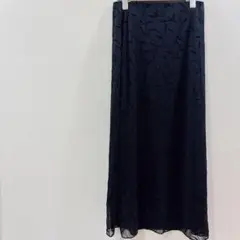 黒のフレアロングスカート　シアー　ラメ　総ゴム