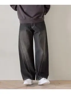 LAKOLE デニムパンツ ブラック ワイドシルエット L