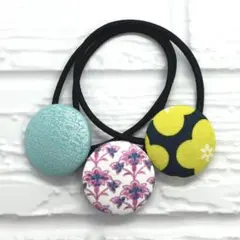 【364】ハンドメイド27mm くるみボタン　ヘアゴム