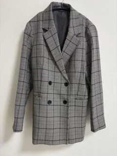 チェック柄テーラードジャケット グレー系