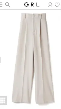 GRL センタープレスワイドタックロングパンツ　gm615 アイボリー