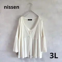 399【大きいサイズ】ニッセン　薄手カーディガン　羽織り 3L ゆったり　白