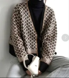 幾何学模様 韓国 カーディガン ANDJ ルーズビック トライバル パターン