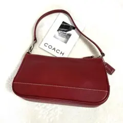 COACH オールドコーチ アクセサリーポーチ ステッチ 7785 レッド系 赤
