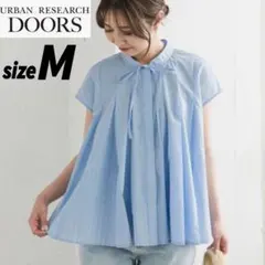 【美品】アーバンリサーチドアーズ ストライプリボンフレアフレンチブラウス M