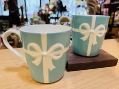 A8006【ティファニー】ブルーリボンボックス マグカップ ペア