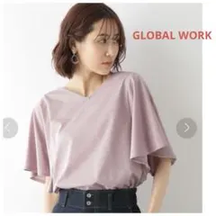 グローバルワーク　快適2WAYフレアスリーブプルオーバー　L アッシュピンク