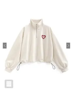 ハート刺繍 クロップドスウェット