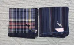 新品☆ ポロラルフローレンのチェック＆ストライプメンズハンカチ２枚組