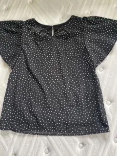 ミッシュマッシュ 半袖 ドット トップス ブラック