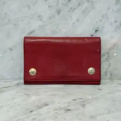 LANCEL ランセル 長財布 本革 レザー レッド 赤 薄型 マルチケース